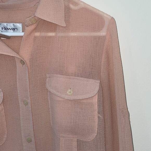 Blush crinkle top shirt button down - Picture 1 of 9